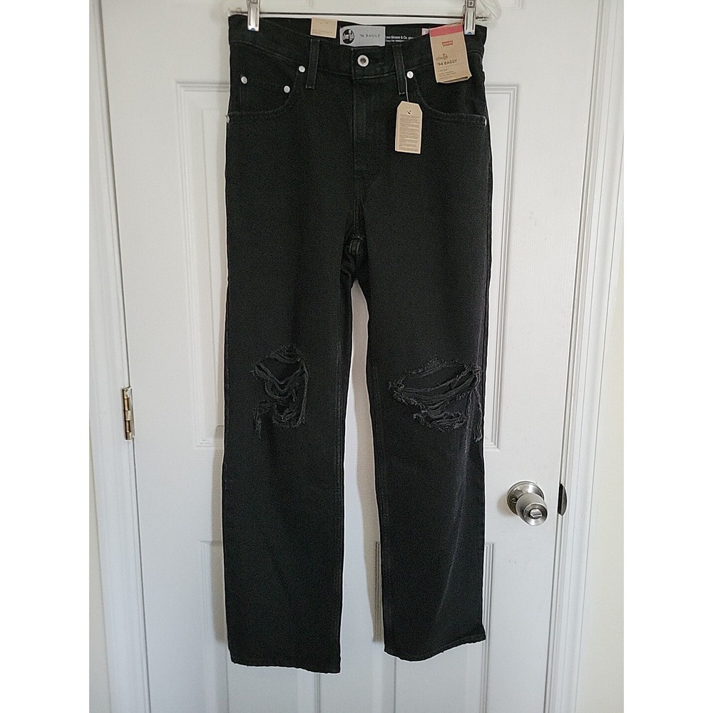 Levi's Mens SilverTab '94 Baggy Jeans Straight Leg Black Distressed 28x31‎ NWT